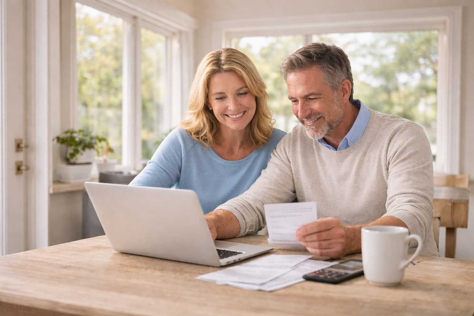 Husband And Wife Going Over Morgan Windows Financing Options