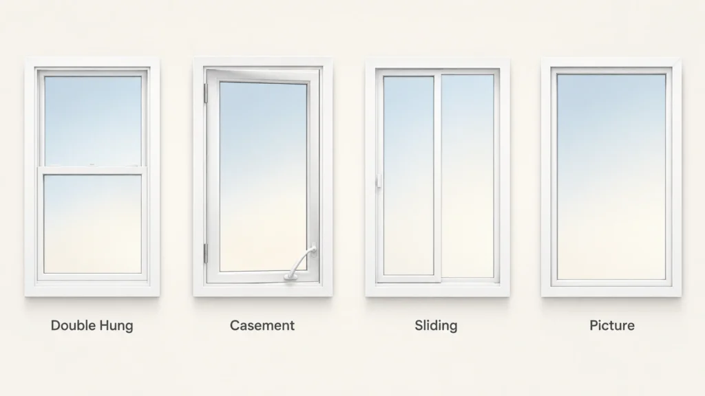 Replacement window styles for Tulsa homes including double hung casement sliding and picture windows